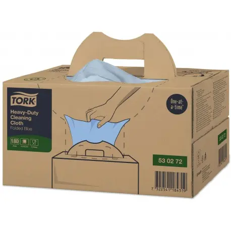 Chiffon de nettoyage plié Bleu industriel handi box TORK -Colis180 F