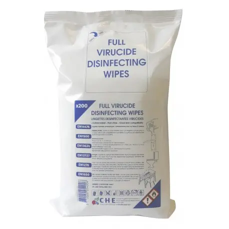 Lingettes désinfectantes mains et surfaces EN14476 - Sachet de 200