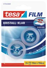 tesa Film Ruban adhésif transparent, 2 rouleaux, 19 mm x10 m