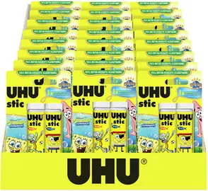 UHU Bâton de colle stic Bob l'éponge, 2 x 21 g, présentoir