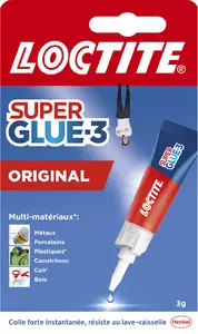 LOCTITE Colle instantanée SUPER GLUE-3 Original, tube de 3 g