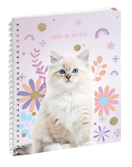 Cahier de textes Lovely Chat Blanc 17 x 22 cm - Visuel