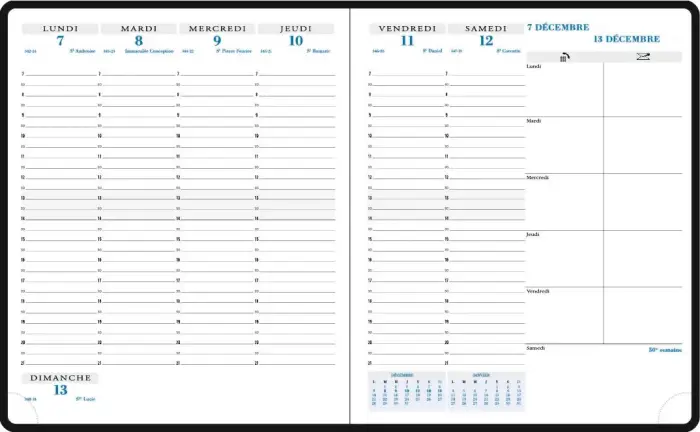 Recharge de Agenda de bureau Horizons 22 18,5 x 22,5 cm Semainier Janvier à Décembre 2027