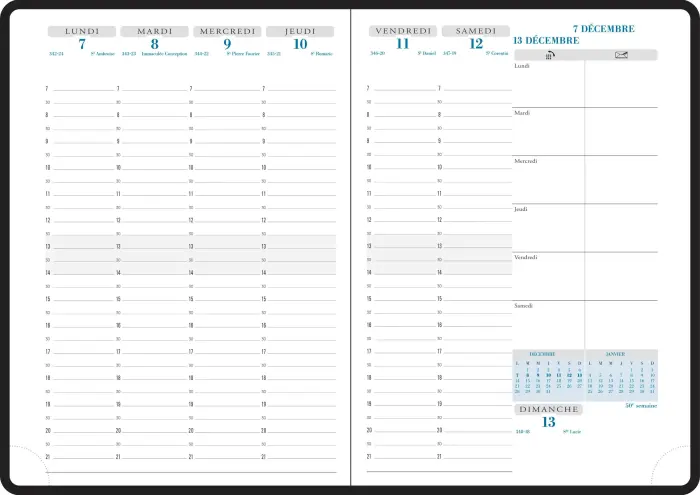 Recharge Agenda de bureau Horizons 20 Semainier 15 x 21 cm Janvier à Décembre 2027
