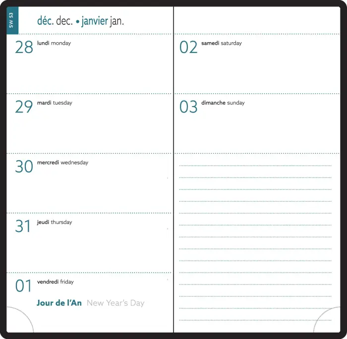Recharge agenda de poche EasyTime 17 9 x 17 cm Janvier à Décembre 2027