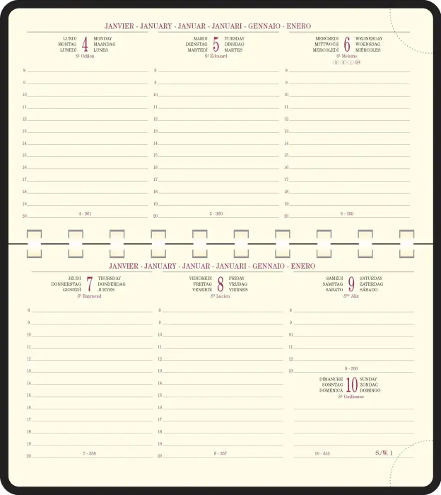 Recharge Agenda de poche Temporel 16S spiralé 9 x 16 cm Semainier Janvier à Décembre 2027