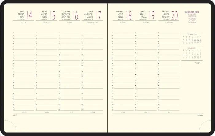 Recharge pour agenda de bureau Eurotime 18 15 x 17 cm Semainier Janvier à Décembre 2027
