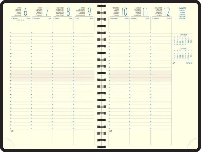 Recharge Agenda de bureau Eurotime 24S Spiralé 16 x 24 cm Semainier Janvier à Décembre 2027