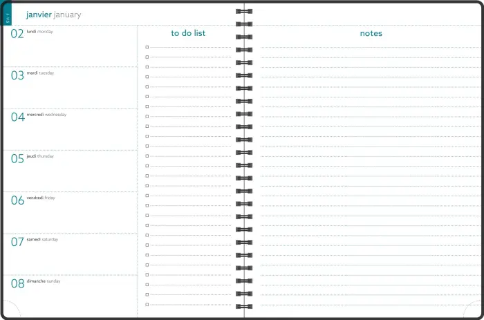 Recharge agenda de bureau EasyTime 27S spiralé 21 x 27 cm Semainier Janvier à Décembre 2027