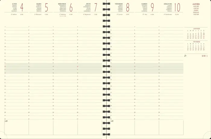 Recharge Agenda de bureau Eurotime 27S spiralé 21 x 27 cm Semainier Janvier à Décembre 2027