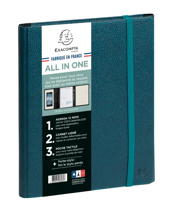 Agenda de bureau All in one Horizons 20S Visuel spiralé Sésame 15 x 21 cm Semainier Janvier à Décembre 2027 - Bleu canard