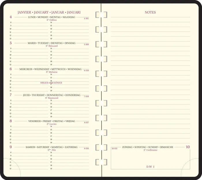 Recharge Agenda de poche Espace 16S spiralé 9 x 16 cm Semainier Janvier à Décembre 2027