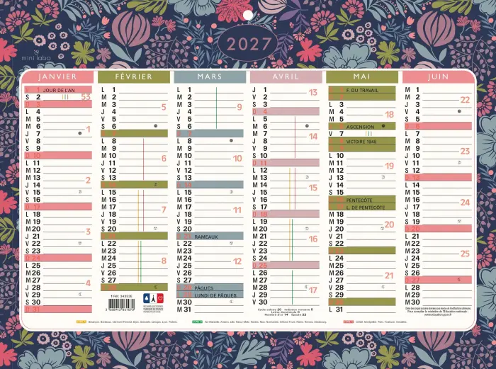 Calendrier Mini Labo avec décor recto-verso 29,5 x 22 cm Semestriel 2027 - Visuel