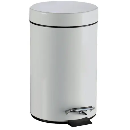Poubelle 12L à pédale métal laqué blanc