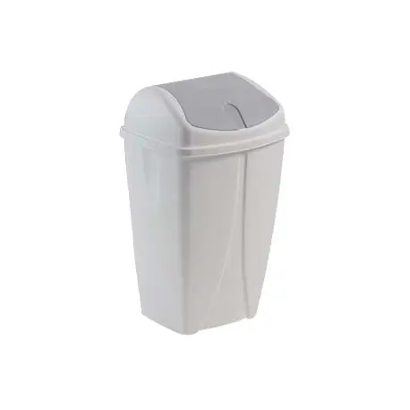 Poubelle plastique blanche à couvercle basculant 25L