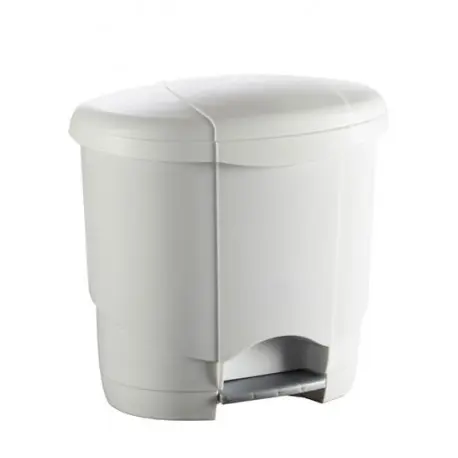 Poubelle plastique blanche arrondie à pédale 4L
