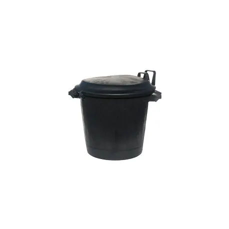 Poubelle basse ronde noire Premium 75L en PE avec couvercle ECOGREEN