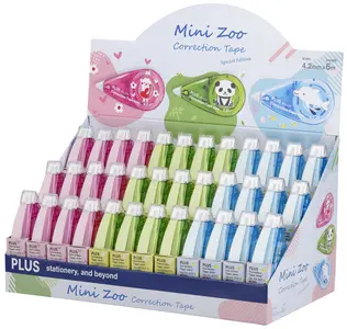 PLUS JAPAN Roller correcteur "Mini Zoo" 5mm x 6m, présentoir