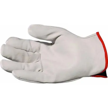 Gant cuir pleine fleur de bovin / Coupe US / Blanc (8ou10) - 1 paire