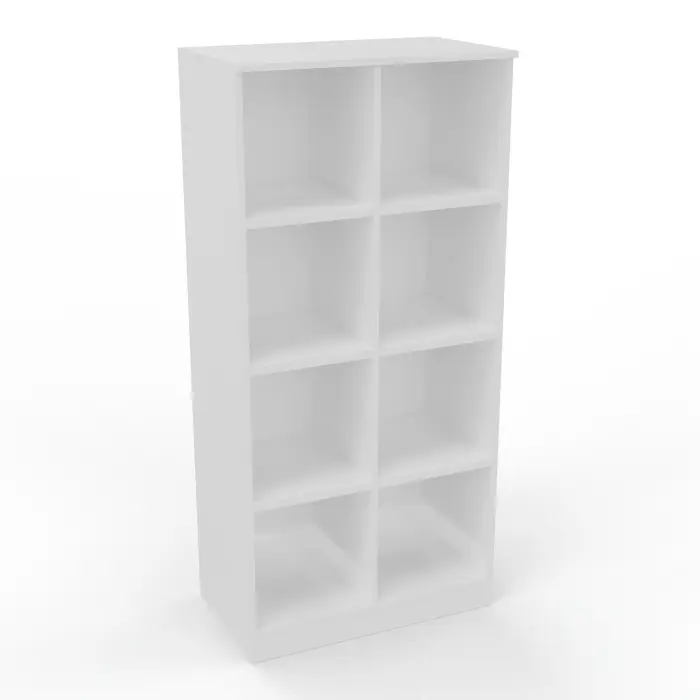 Camille 2 - Corps meuble 8 cases H. 175,9 cm x L. 83,3 cm x P. 49,6 cm mélamine blanc neige