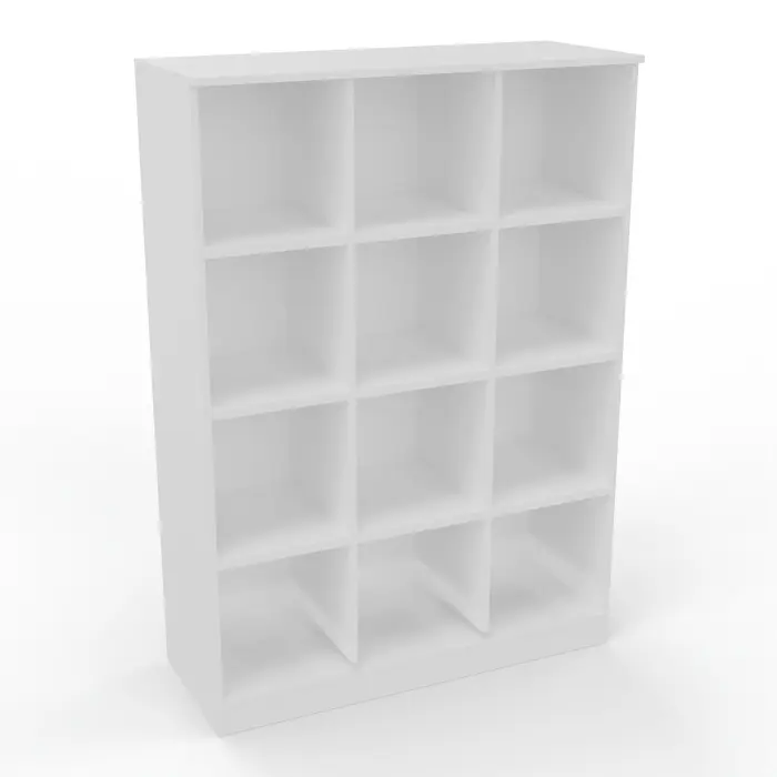 Camille 2 - Corps meuble 12 cases H. 175,9 cm x L. 124,9 cm x P. 49,6 cm mélamine blanc neige