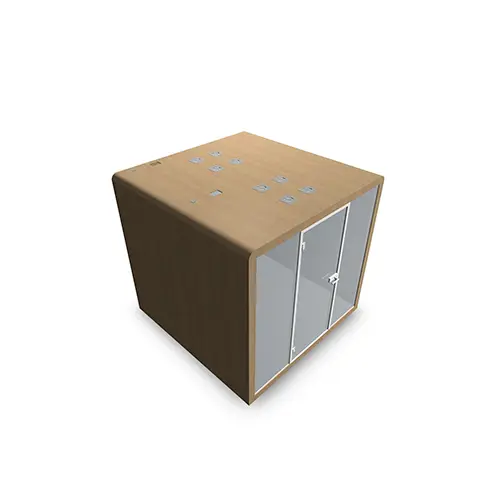 Cabine Silen couleur spécifique S4 avec ouverture à gauche - P. 2420 x L. 2400 x H. 2290 mm - électrification au choix