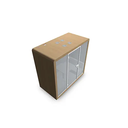 Cabine Silen couleur spécifique S2 avec ouverture à gauche + table L. 60 cm + 2 banquettes H. 77 cm - P. 1220 x L. 2400 x H. 2290 mm - électrification au choix