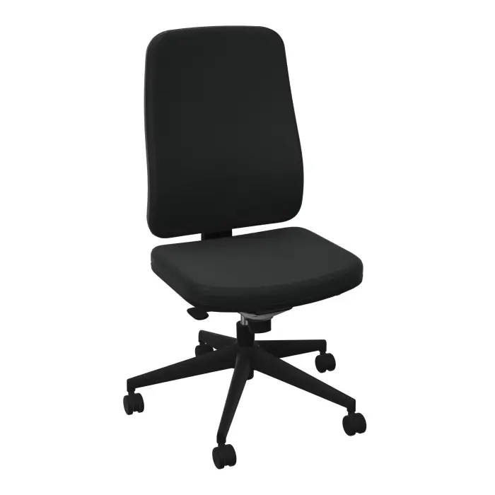Paul siège tissu Bondaï noir synchrone confort piètement 5 branches sur roulettes sol souple nylon noir