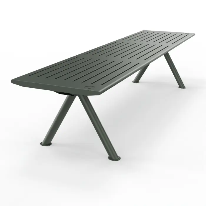 Banc simple plastique vert sur structure métallique
