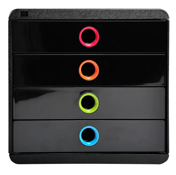 Module de classement Pop-Box 4 tiroirs Black Office - Noir/arlequin