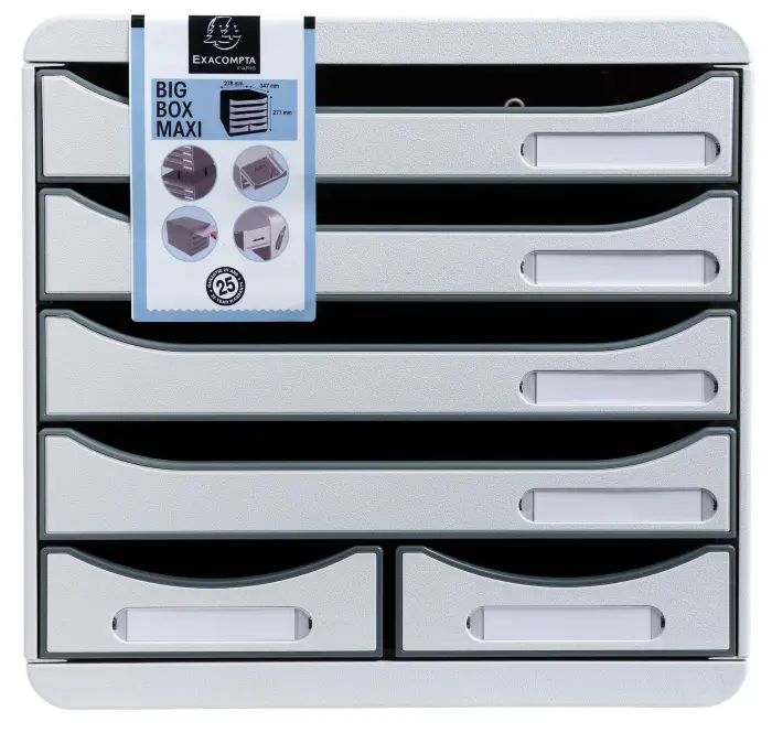 Module de classement Big Box Maxi 6 tiroirs Office - Gris lumière
