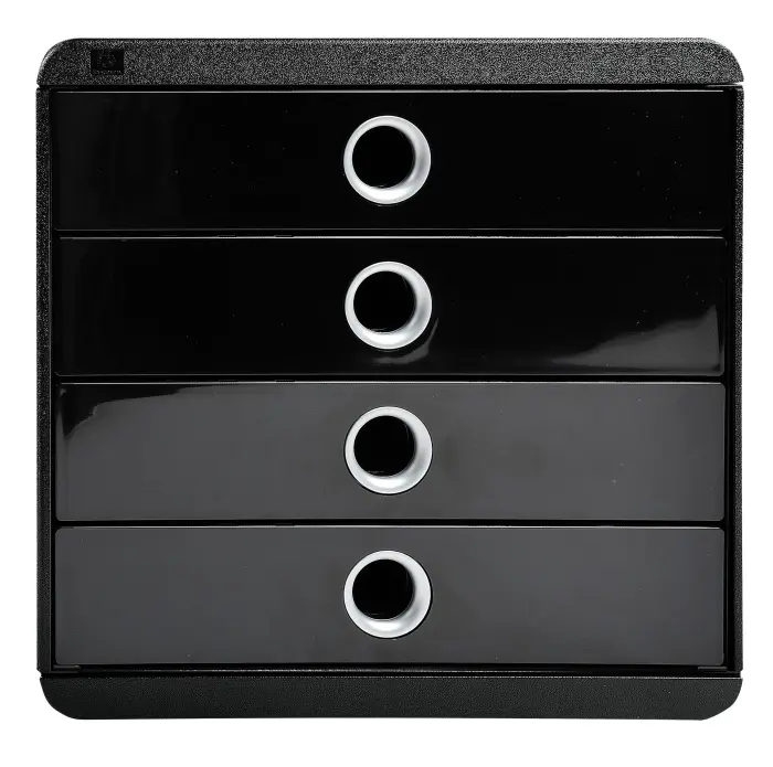 Module de classement Pop-Box 4 tiroirs Glossy - Noir/argent