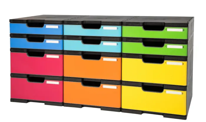 Module de classement Modulodoc - set 12 cases avec tiroirs Ecoblack - Arlequin