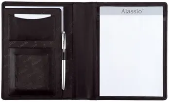 Alassio Conférencier "BORMIO", A5, cuir nappa, noir