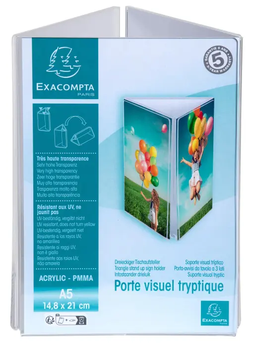 Porte-visuel tryptique A5 - Cristal