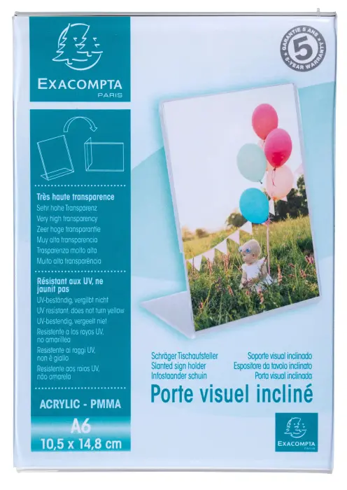Porte-visuel incliné vertical A6 - Cristal