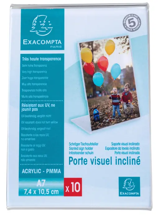 Lot de 10 porte-étiquettes A7 vertical - Cristal