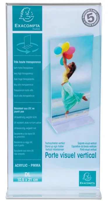 Porte-visuel droit vertical DL - Cristal