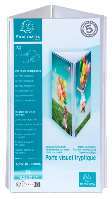 Porte-visuel tryptique DL - Cristal
