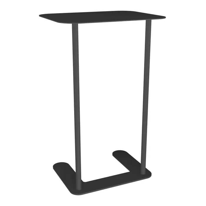 Tablette écritoire métallique Zélie L. 40 x P. 32 x H. 63 cm sur piètement 2 tubes sur socle en U métal structuré gris anthracite