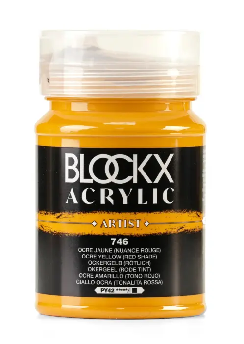 Peinture acrylique fine pot 500ml - Ocre jaune (nuance rouge)