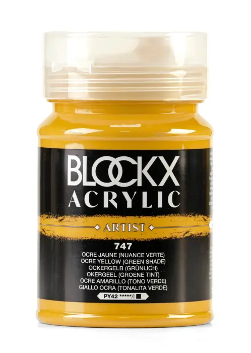 Peinture acrylique fine pot 500ml - Ocre jaune (nuance verte)