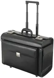 Alassio Valise pilote "SILVANA", cuir, avec trolley, noir
