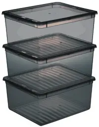 keeeper Set de boîtes de rangement "bea", 3x 18 L, gris