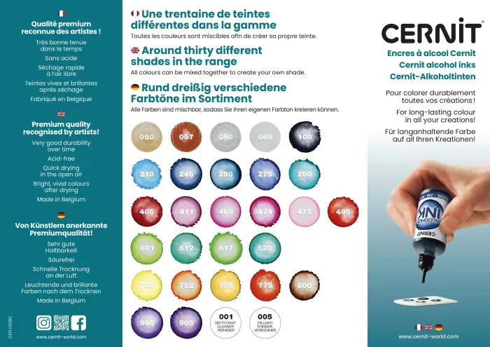 Flyer Encres à alcool Cernit (FR/EN/DE)