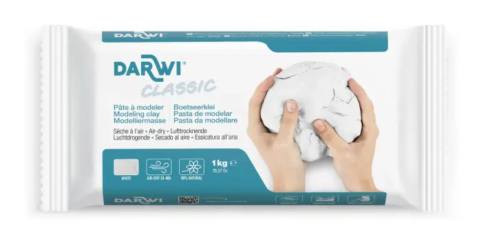 DARWI Pain de 1 kg de pâte auto-durcissante CLASSIC blanche - Blanc