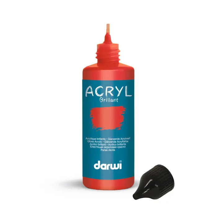 Darwi Flacon de 80 ml de Peinture Acrylique Universelle Brillante - vermillon