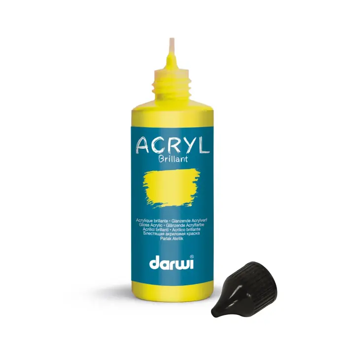 Darwi Flacon de 80 ml de Peinture Acrylique Universelle Brillante - jaune soleil