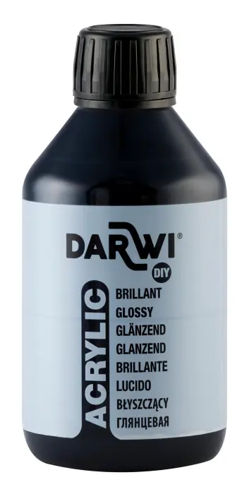 Darwi Flacon de 250 ml de Peinture Acrylique Universelle Brillante - Noir