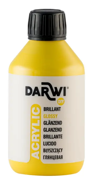 Darwi Flacon de 250 ml de Peinture Acrylique Universelle Brillante - jaune soleil